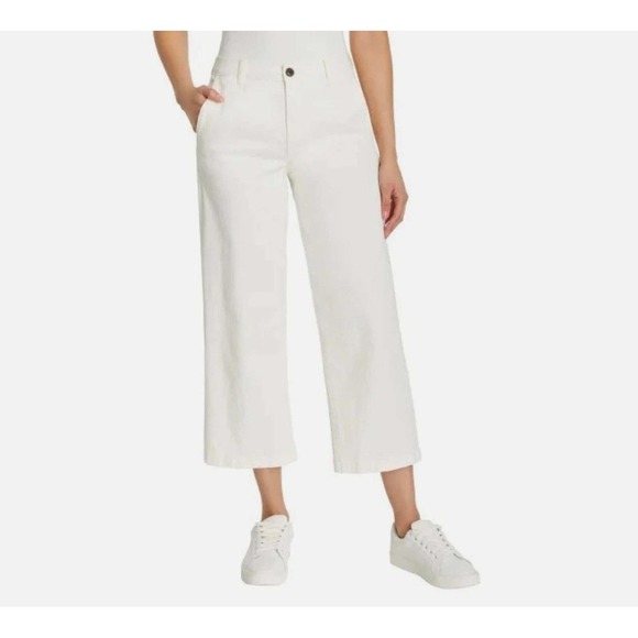 Ella Moss Pants - NEW Ella Moss Women's Size 12 Wide Leg Crop Pants Cream Cotton Blend